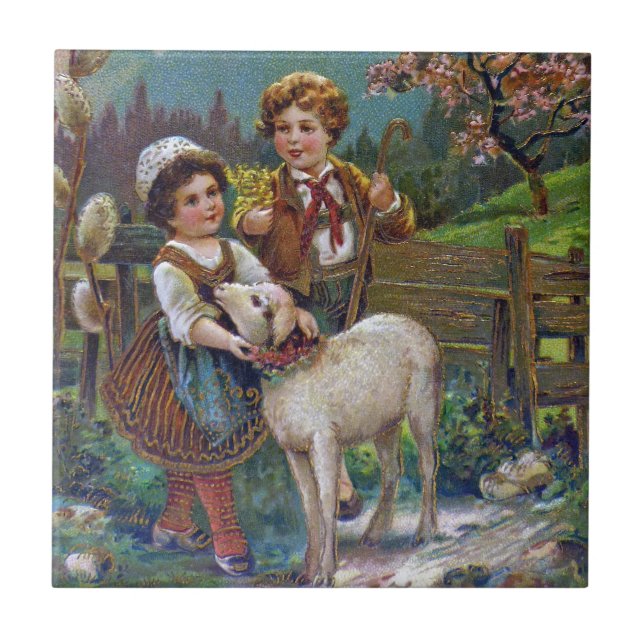 Easter Greetings 1908 Tile (Front)