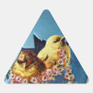 Easter Greetings 1909 Triangle Sticker