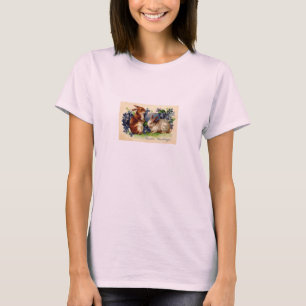 Easter Greetings Antique Postcard Print Ladies Tee