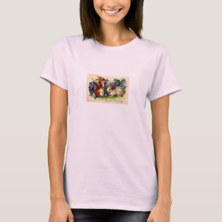 Easter Greetings Antique Postcard Print Ladies Tee