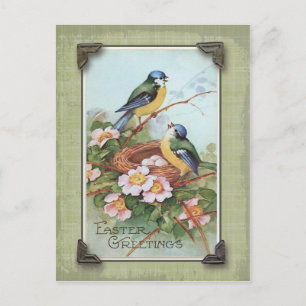 Easter Greetings Blue Bird Vintage Reproduction Holiday Postcard