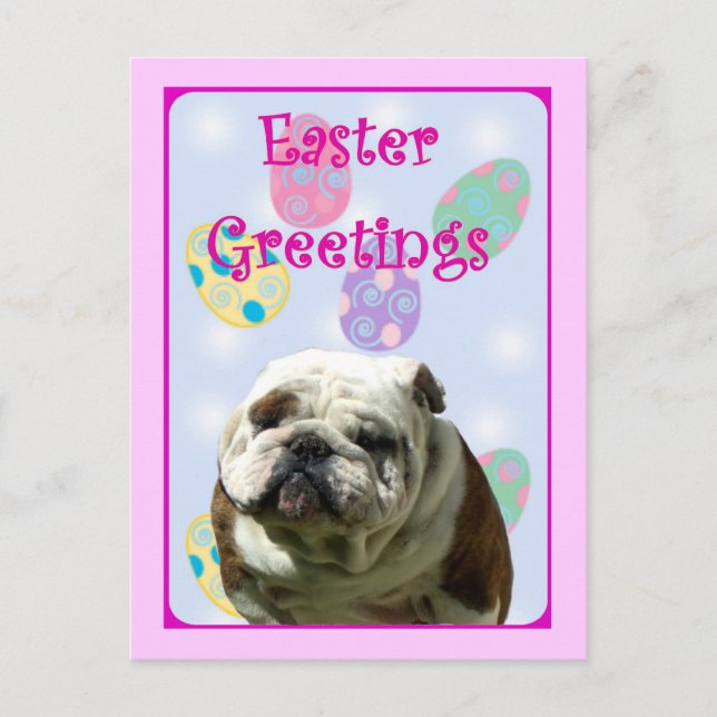 Easter Greetings Bulldog postcard (Front)
