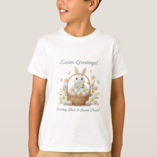 "Easter Greetings Bunny & Basket Watercolor Holid T-Shirt