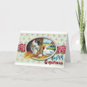 Easter Greetings Chickens Holiday Card
