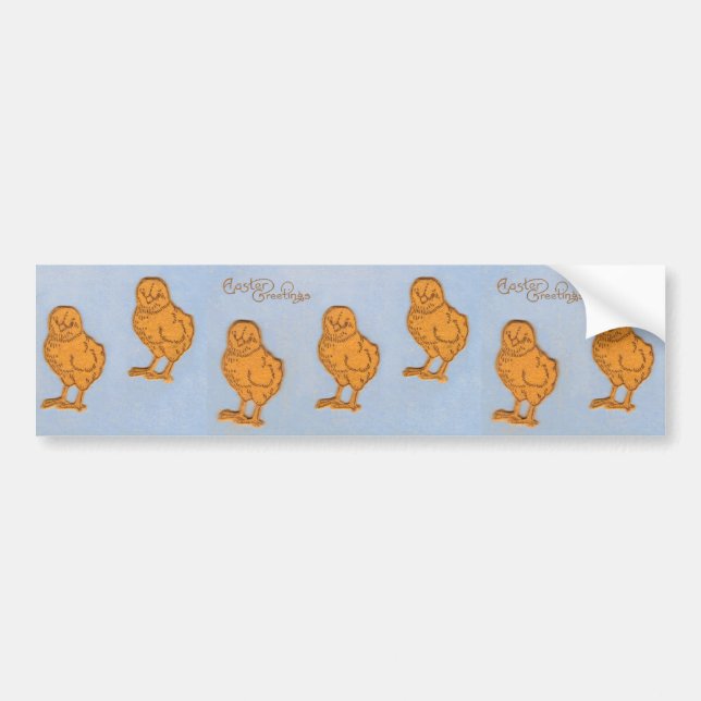 Easter Greetings Chicks Blue Bumper Sticker (Front)