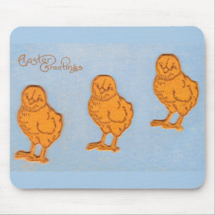 Easter Greetings Chicks Blue Mouse Mat