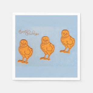 Easter Greetings Chicks Blue Napkin