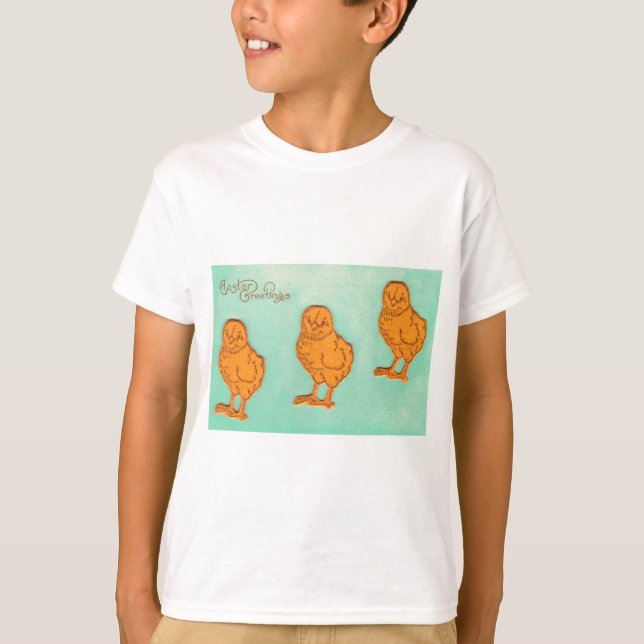 Easter Greetings Chicks Green T-Shirt (Front)