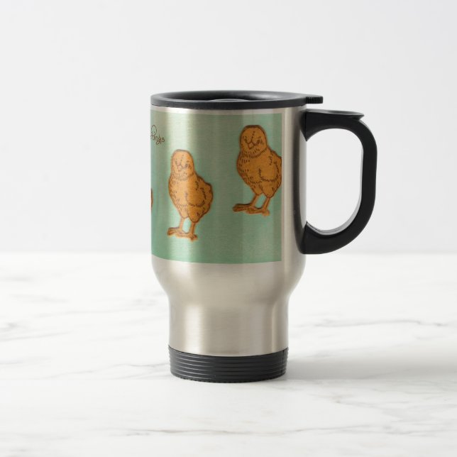 Easter Greetings Chicks Green Travel Mug (Right)