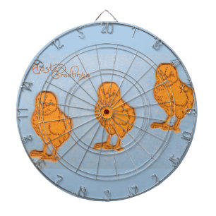 Easter Greetings Chicks in Blue Dartboard