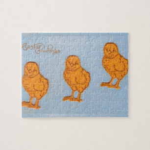 Easter Greetings Chicks in Blue Jigsaw Puzzle
