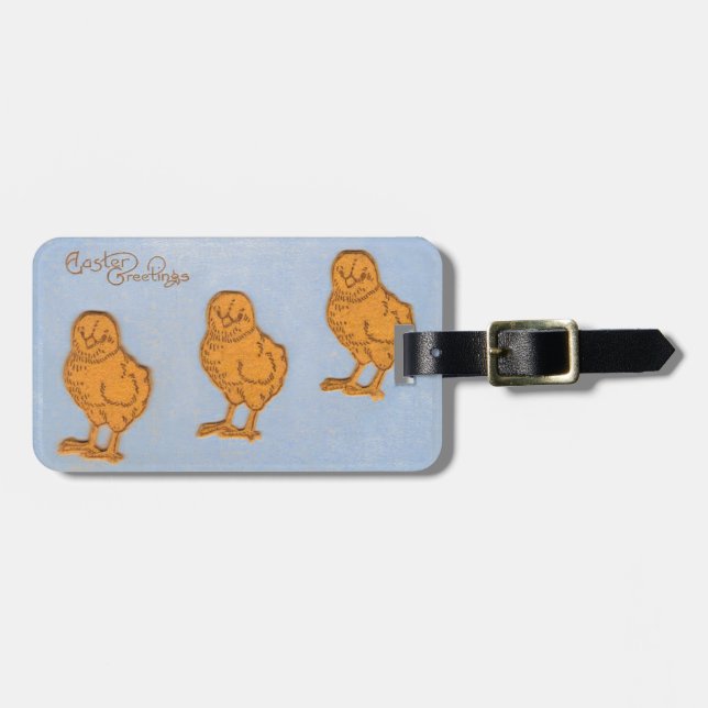 Easter Greetings Chicks in Blue Luggage Tag (Front Horizontal)