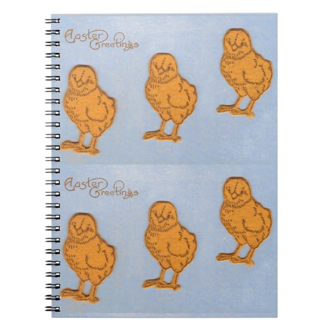 Easter Greetings Chicks in Blue Notebook (Front)
