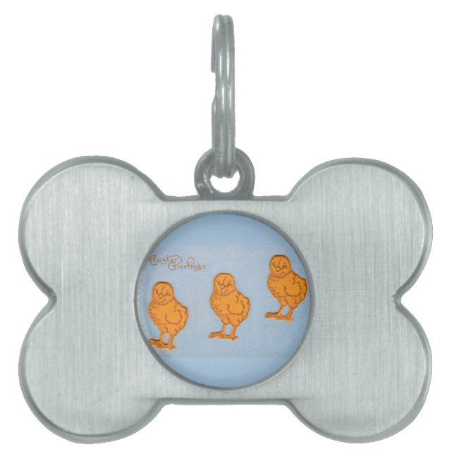 Easter Greetings Chicks in Blue Pet ID Tag (Front)