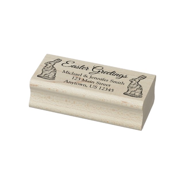 Easter Greetings Chocolate Bunny Rabbit Address Rubber Stamp (Stamp)
