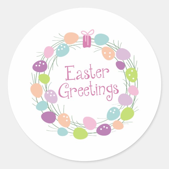 Easter Greetings Classic Round Sticker (Front)