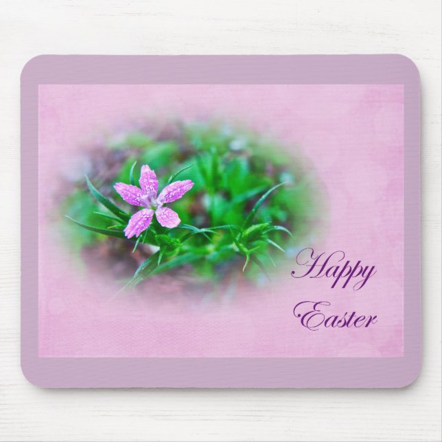 Easter Greetings Deptford Pink Wildflower Mouse Mat (Front)