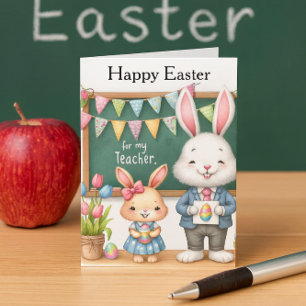Easter Greetings for Teacher From Kids Holiday Card