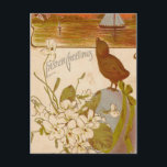 Easter Greetings Holiday Postcard<br><div class="desc">An old vintage easter postcard with a chick and a sailboat.  I have this one framed and hanging on my wall.</div>