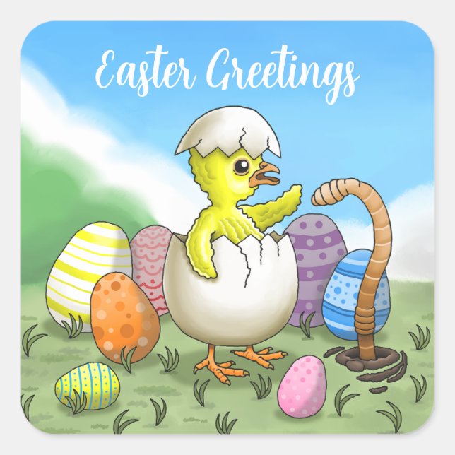 Easter Greetings Square Sticker (Front)