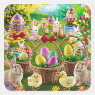 EASTER GREETINGS SQUARE STICKER