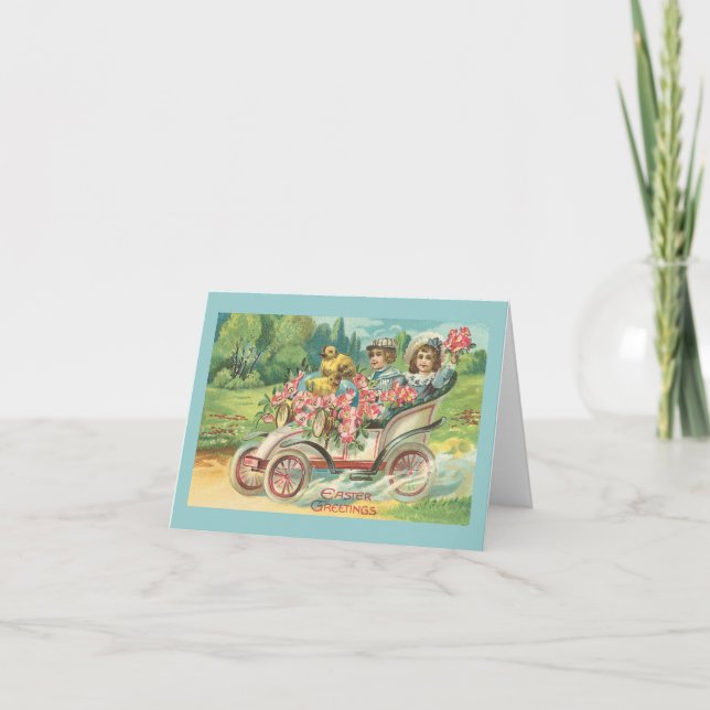Easter Greetings Vintage Motor Car Holiday Card (Front)