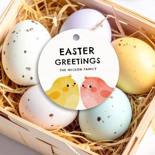Easter Greetings with two little chickens Favour Tags