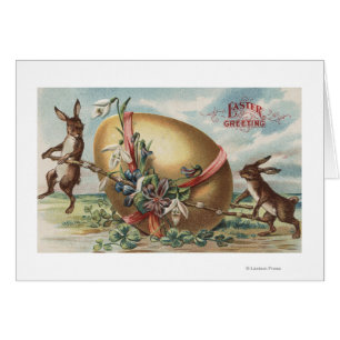 Easter GreetingsRabbits by a Decorated Egg