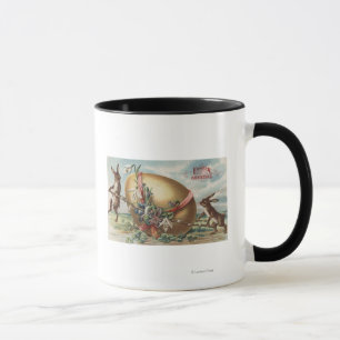 Easter GreetingsRabbits by a Decorated Egg Mug