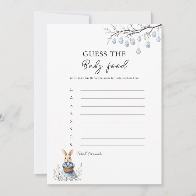 Easter Guess the Baby Food Baby Shower Game Card (Front)