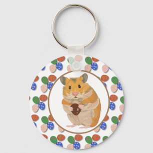 Easter Hamster with Chocolate Eggs  Key Ring