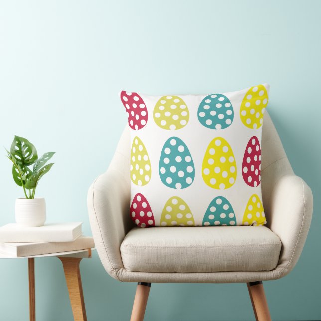 Easter Happy Easter Eggs Polka Dot Easter Cushion (Chair)
