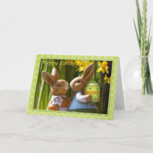 Easter - "Happy Easter" Sweet Bunny Couple Holiday Card