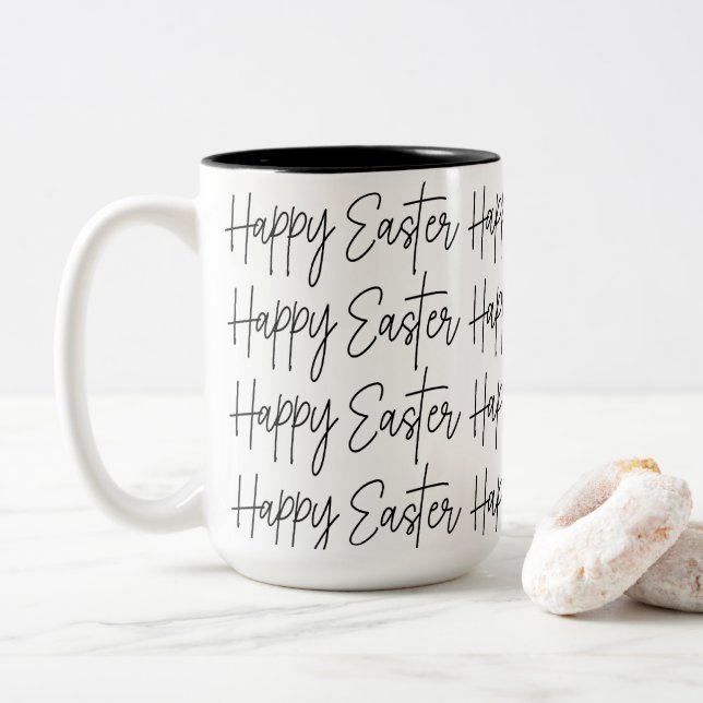 Easter Happy Easter  Two-Tone Coffee Mug (With Donut)