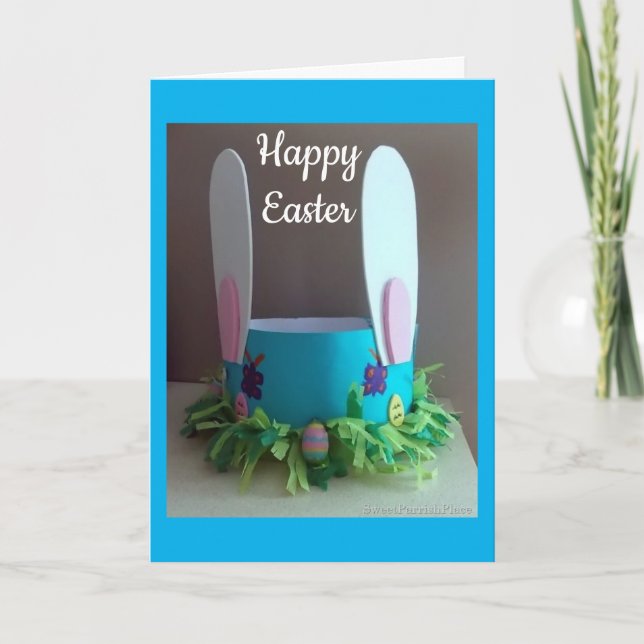 EASTER HAT WITH WISHES FOR A SPECIAL EASTER HOLIDAY CARD (Front)