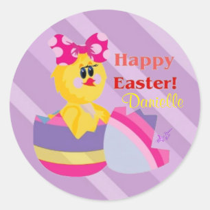 Easter Hatched Chick Custom Round Stickers