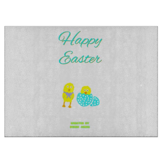 Easter Hatchlings Glass Cutting Board (Front)