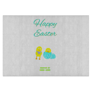 Easter Hatchlings Glass Cutting Board
