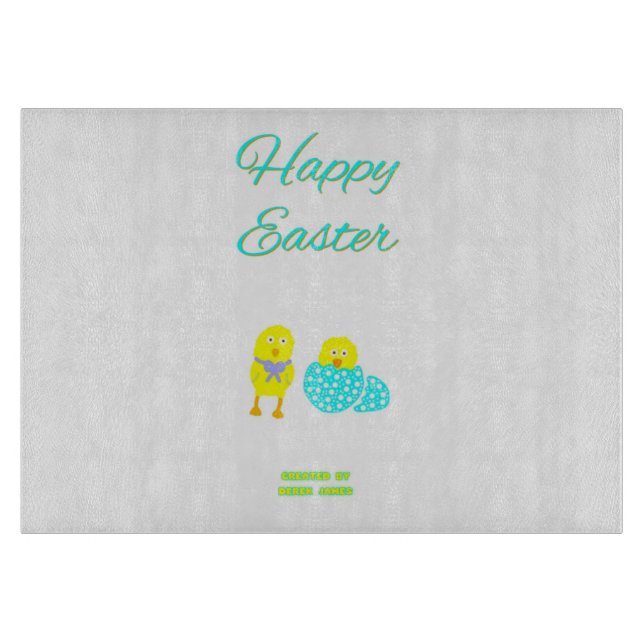 Easter Hatchlings Glass Cutting Board (Front)