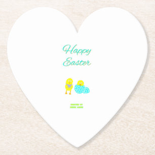 Easter Hatchlings Heart Paper Coaster