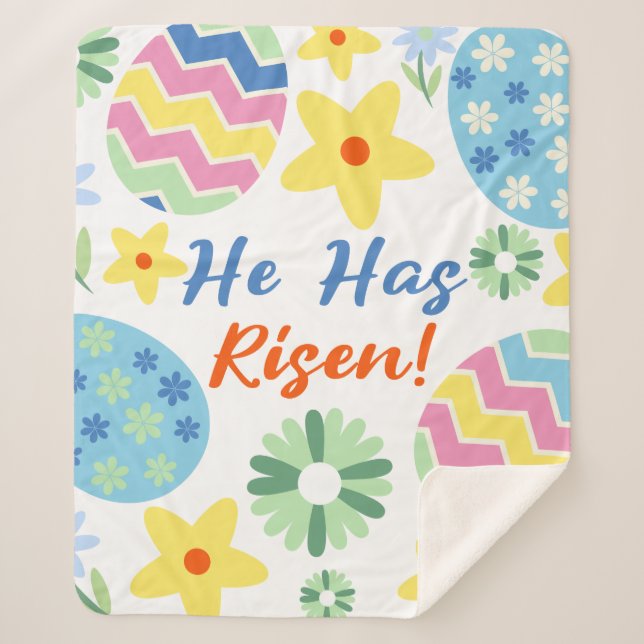 Easter He Has Risen Sherpa Blanket (Front)