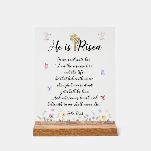 Easter- He is Risen Acrylic Sign (Front)