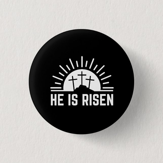 Easter He Is Risen Christian 3 Cm Round Badge (Front)