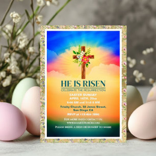 EASTER He Is Risen CHURCH SERVICES Customized Announcement