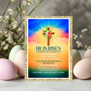 Easter He Is Risen CHURCH SERVICES Customized      Holiday Postcard