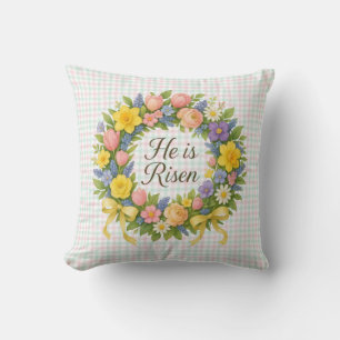 Easter He is Risen colourful floral pastel Cushion