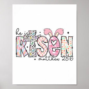 Easter He Is Risen Jesus Christian Cross Men Women Poster