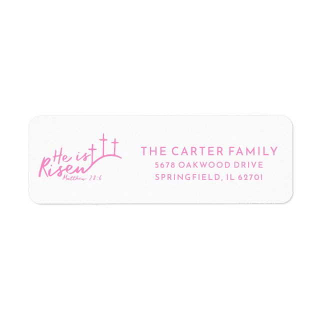Easter He is Risen Minimal Cross Religious Pink (Front)