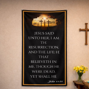 Easter He is Risen Three Crosses Church Banner