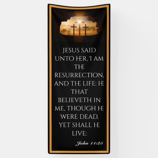 Easter He is Risen Three Crosses Church Banner (Vertical)